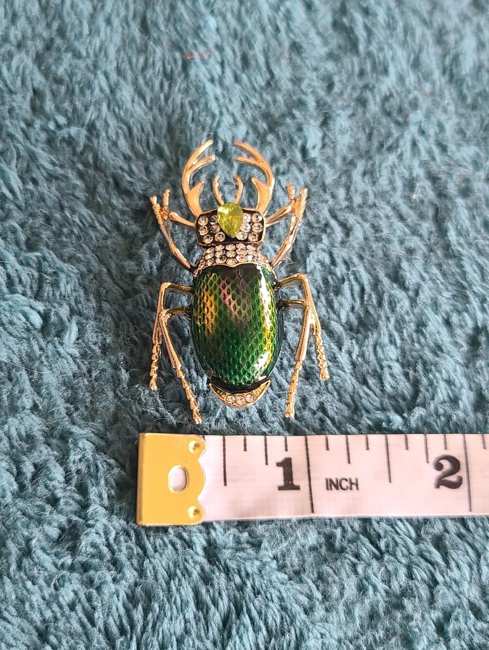 Vintage Green and Gold Beetle Brooch - Picture 6 of 6